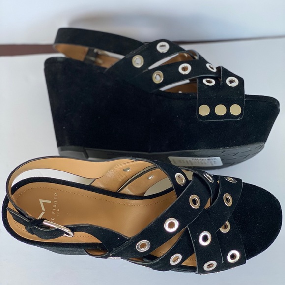 Marc Fisher LTD Wedge Bloom Black sandal - Picture 7 of 7